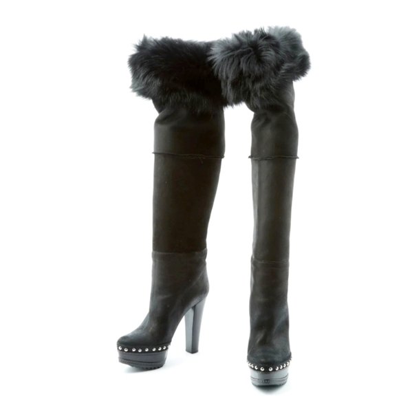 Prada | Fur Lined Knee-High Boots - Picture 1 of 5
